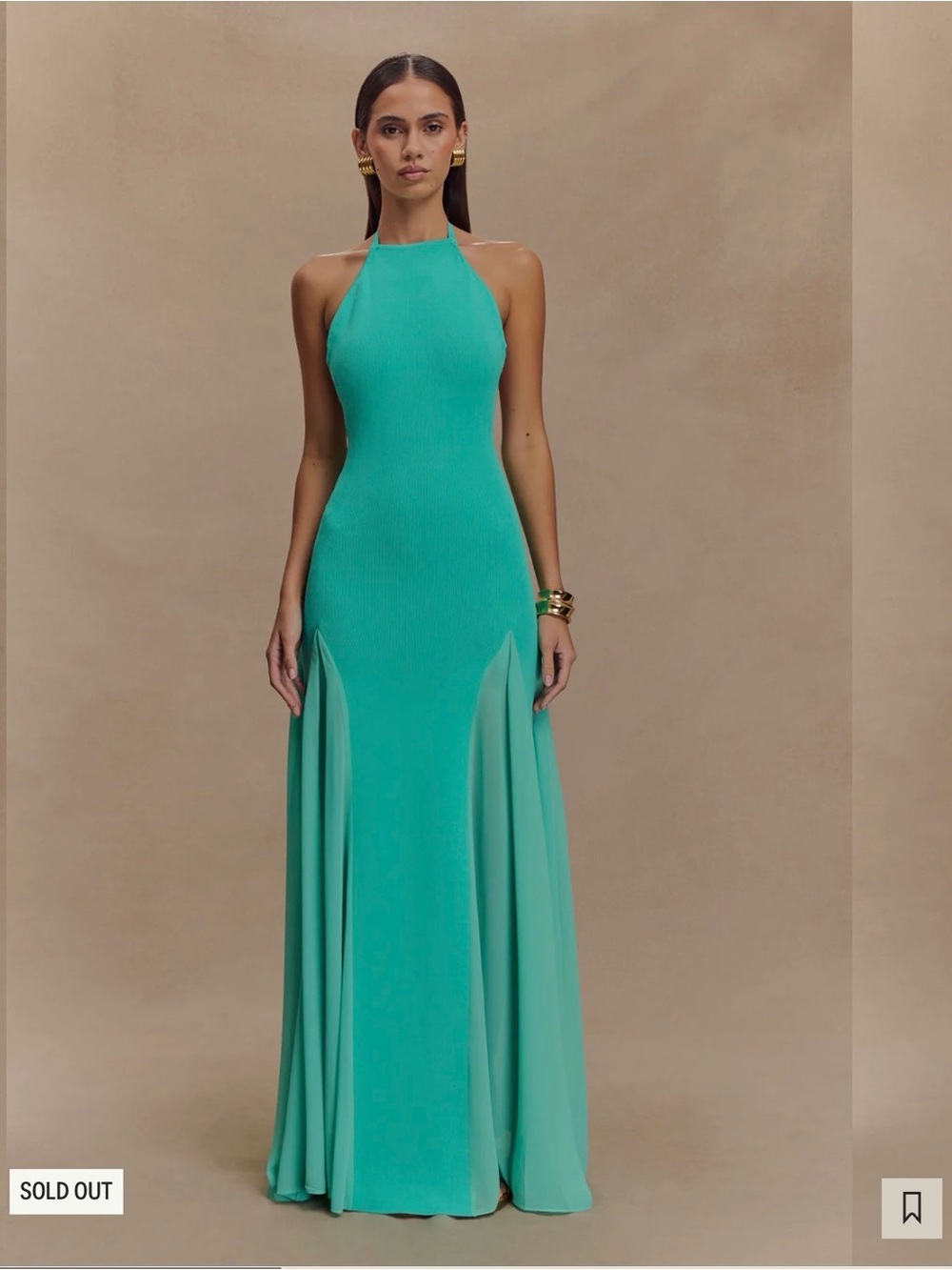 Meshki Turquoise Halter Maxi Dress